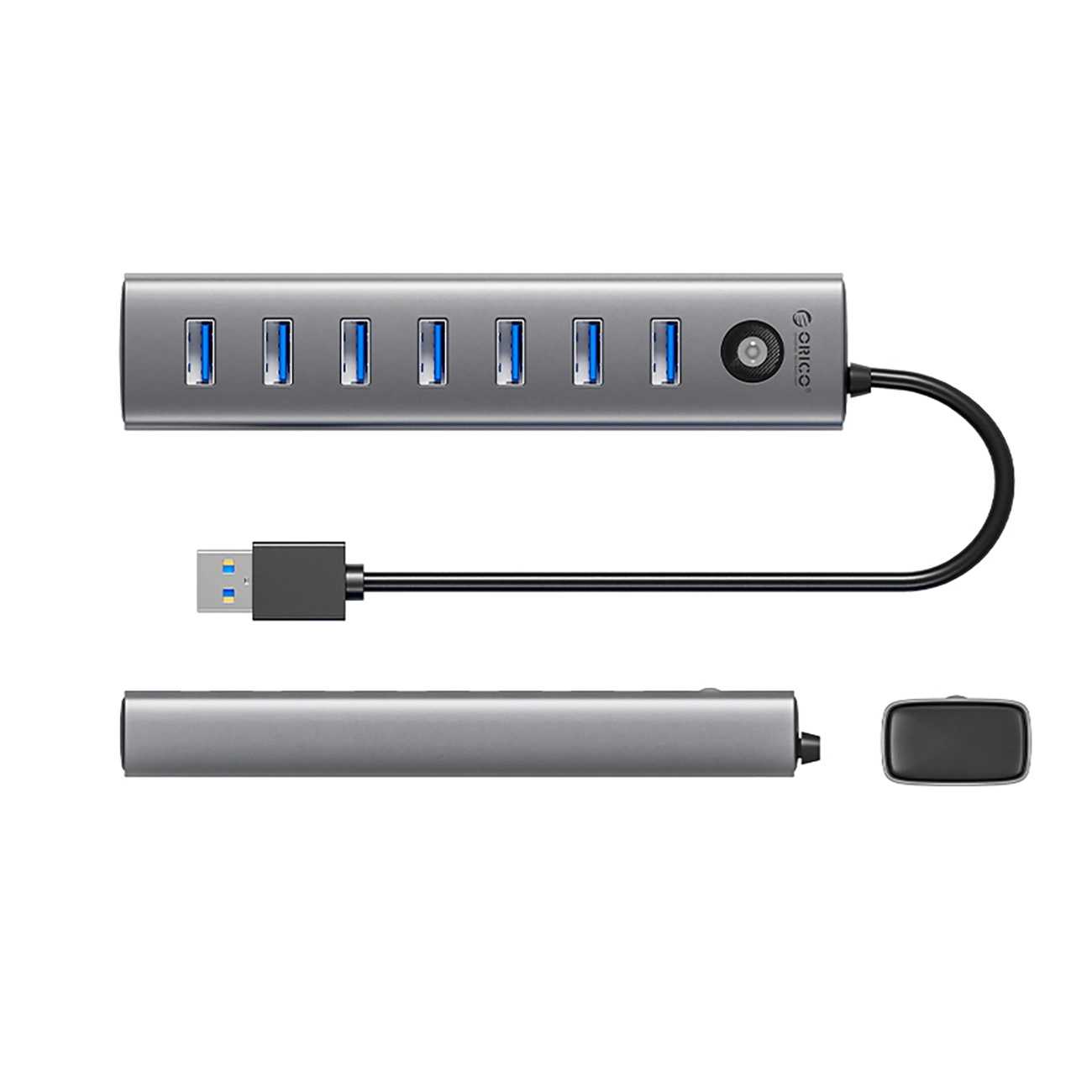 Orico CL7U-U3 hubas 7x USB-A 3.0 + USB-C 5V/3A 1m - pilkas - Image 2