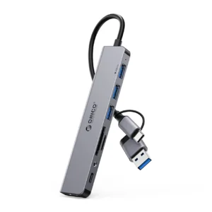 Orico YSA8-U3 USB-A/USB-C Hub Docking Station 3x USB-A 2.0 + 1x USB-A 3.0 + 1x USB-C 2.0 + 1x 3.5mm Audio + 2x TF&SD - Gray
