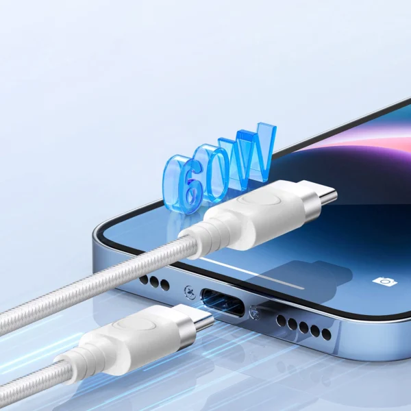 Orico CDX 60W 3A USB-C maitinimo adapteris su USB-C kabeliu 1 m – baltas - Image 2