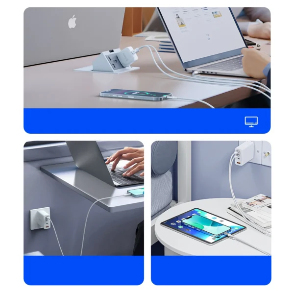 Orico CDX 60W 3A USB-C maitinimo adapteris su USB-C kabeliu 1 m – baltas - Image 4