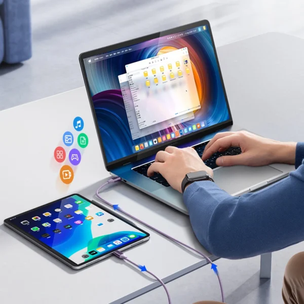 Orico CDX 100W 5A USB-C maitinimo adapteris su USB-C kabeliu 1 m – violetinis - Image 6