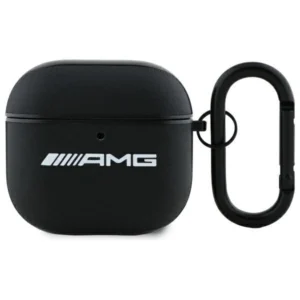 AMG Leather White Logo Case for AirPods 4 - Black / White