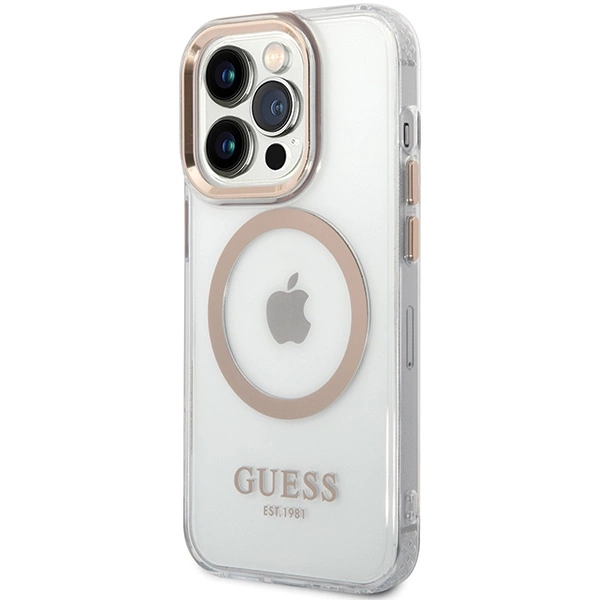 Guess metalo kontūro MagSafe dėklas iPhone 15 / 14 / 13 – auksinis - Image 2