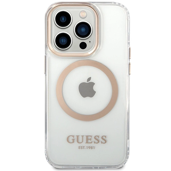 Guess metalo kontūro MagSafe dėklas iPhone 15 / 14 / 13 – auksinis - Image 3