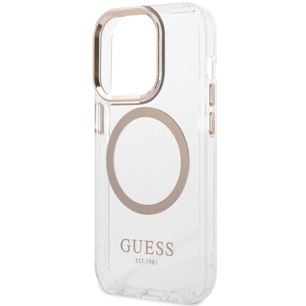 Guess metalo kontūro MagSafe dėklas iPhone 15 / 14 / 13 – auksinis - Image 6
