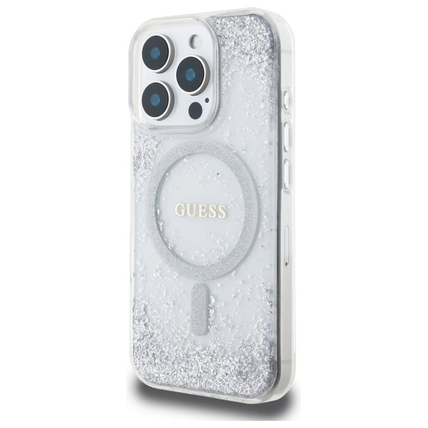 Guess dervos gradientinis blizgus MagSafe dėklas iPhone 16 Pro – sidabro spalvos - Image 2