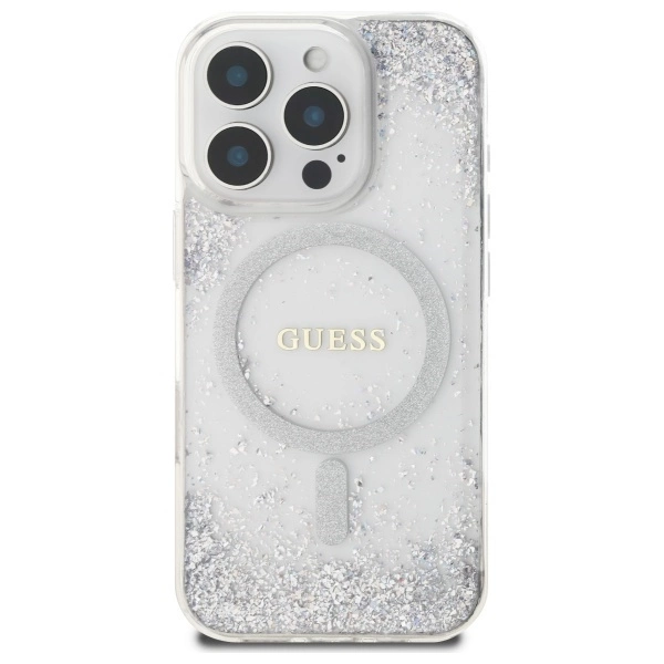 Guess dervos gradientinis blizgus MagSafe dėklas iPhone 16 Pro – sidabro spalvos - Image 3