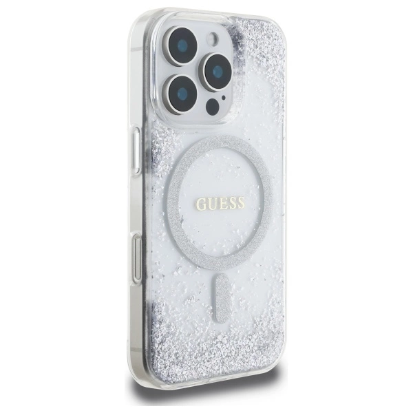 Guess dervos gradientinis blizgus MagSafe dėklas iPhone 16 Pro – sidabro spalvos - Image 4