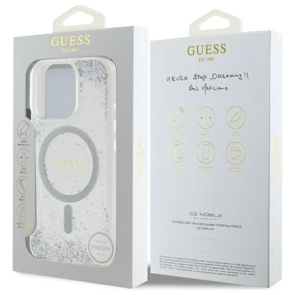 Guess dervos gradientinis blizgus MagSafe dėklas iPhone 16 Pro – sidabro spalvos - Image 8