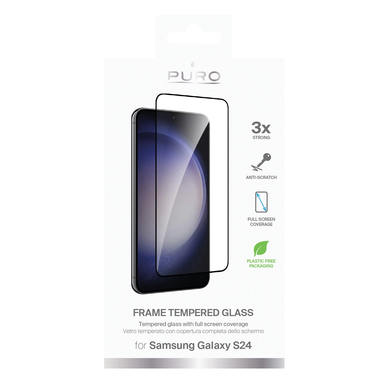 Puro Frame grūdintas stiklas su juodu rėmeliu Samsung Galaxy S25 / S24 - Image 2