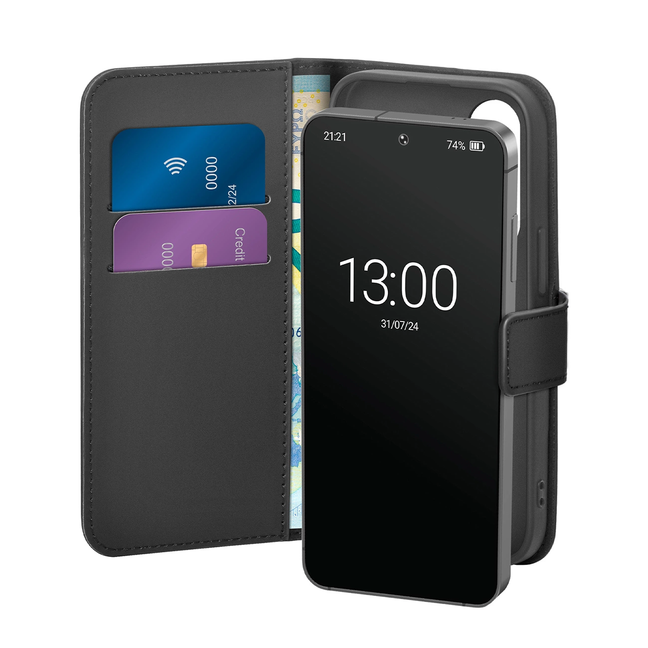Puro Booklet Case with Flip and Wallet for Samsung Galaxy S25 - Black