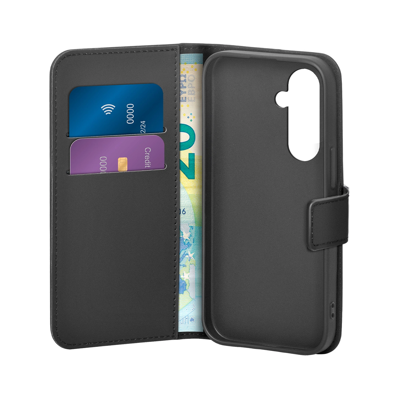 Puro dėklas su atverčiamu dangteliu ir pinigine Samsung Galaxy S25 - juodas - Image 2