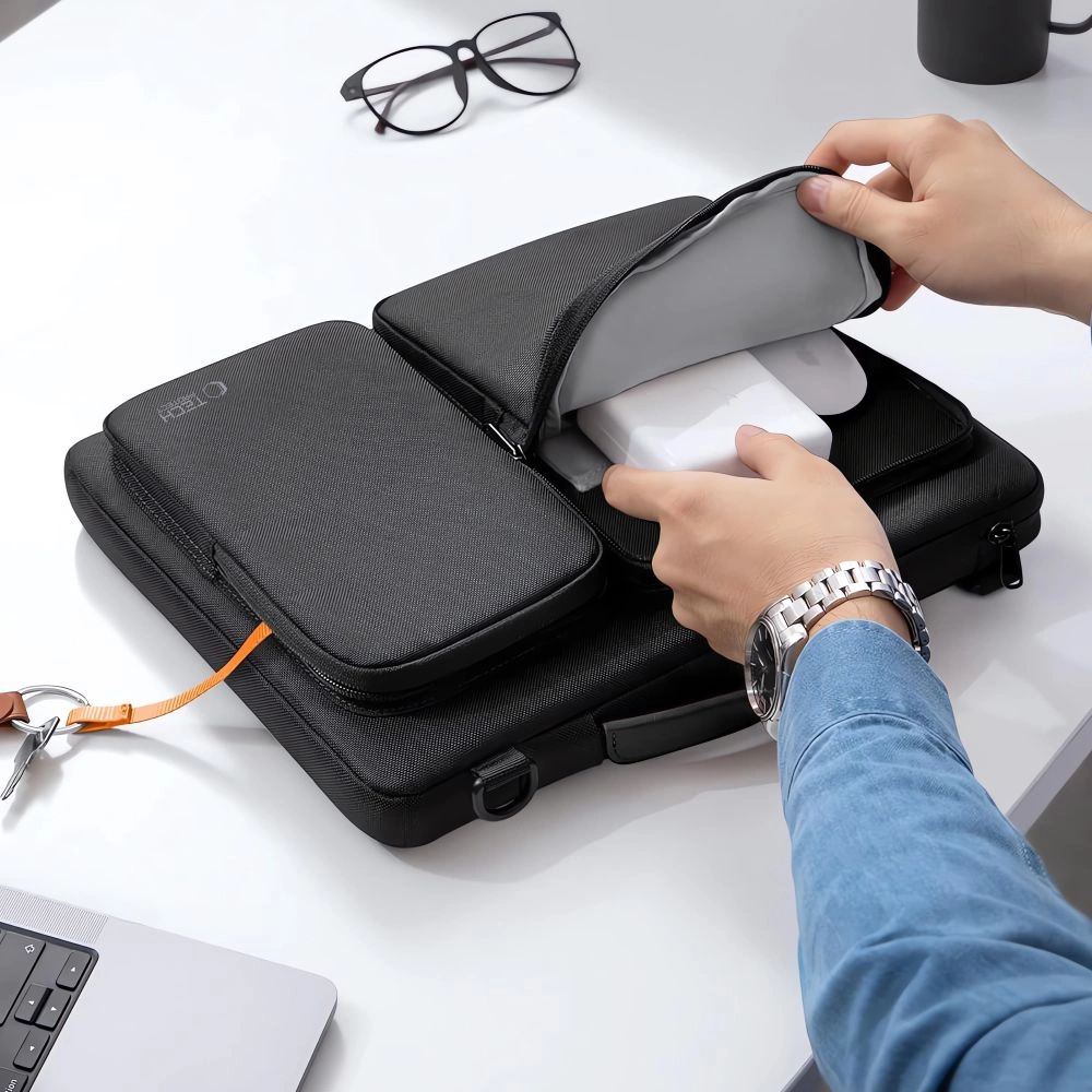 Nešiojamojo kompiuterio dėklas 13-14 Tech-Protect Defender Bag - juodas - Image 9