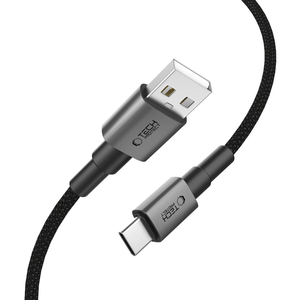 Tech-Protect UltraBoost DNA USB-A / USB-C kabelis 15W/3A 200 cm - pilkas - Image 2