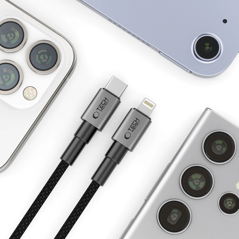 Tech-Protect Ultraboost DNA USB-C / Lightning PD27W/3A laidas 200 cm - pilka - Image 4