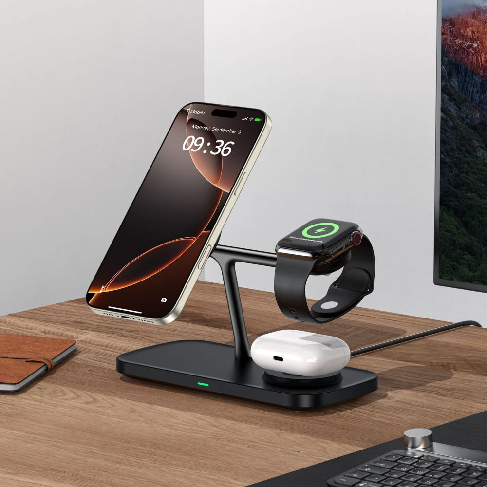 Tech-Protect QI15W-A45 3in1 belaidis įkroviklis su MagSafe Apple įrenginiams - juodas - Image 7