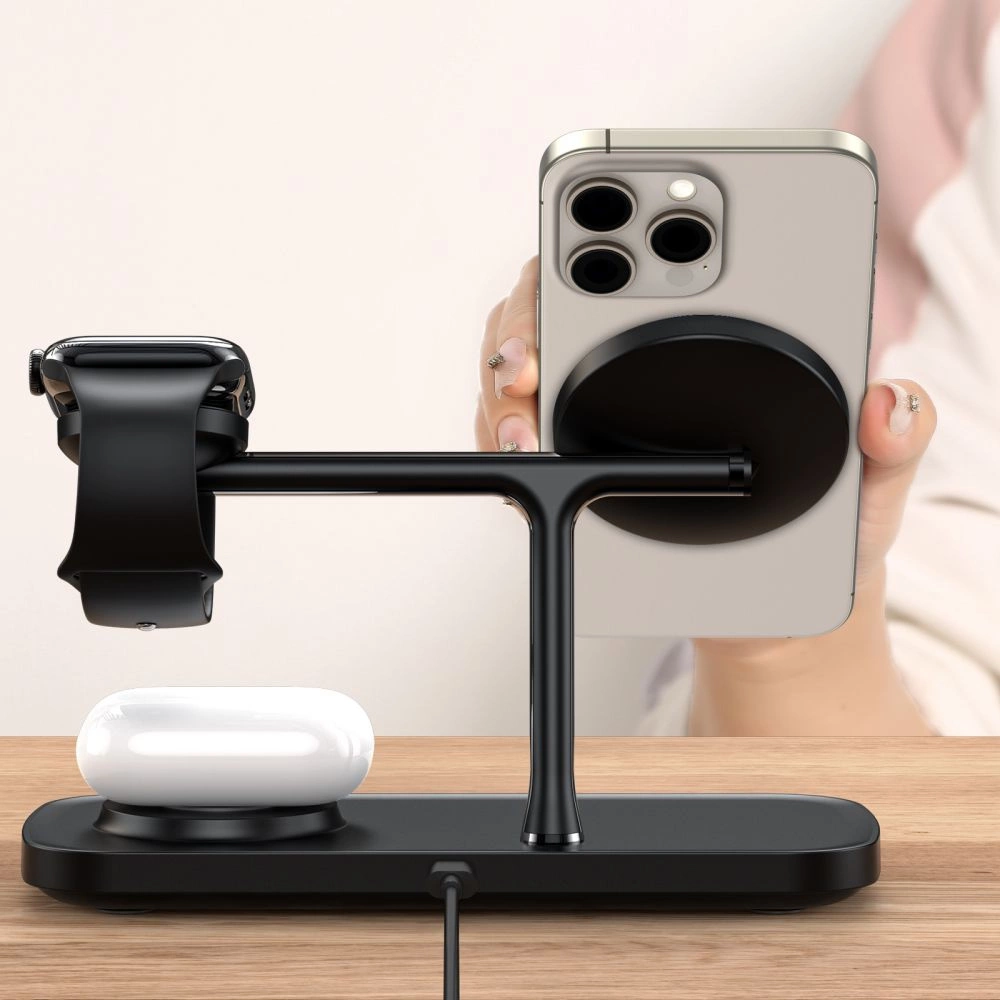 Tech-Protect QI15W-A45 3in1 belaidis įkroviklis su MagSafe Apple įrenginiams - juodas - Image 8