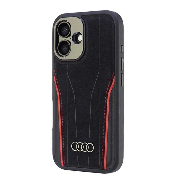 Audi natūralios odos MagSafe iPhone 16 6.1” juodas/raudonas kietas dėklas AU-TPUPCMIP16-R8/D3-RD - Image 3