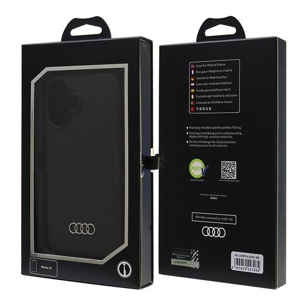 Audi silikoninis dėklas iPhone 16 6.1” juodas/juodas kietas dėklas AU-LSRIP16-Q3/D1-BK - Image 7