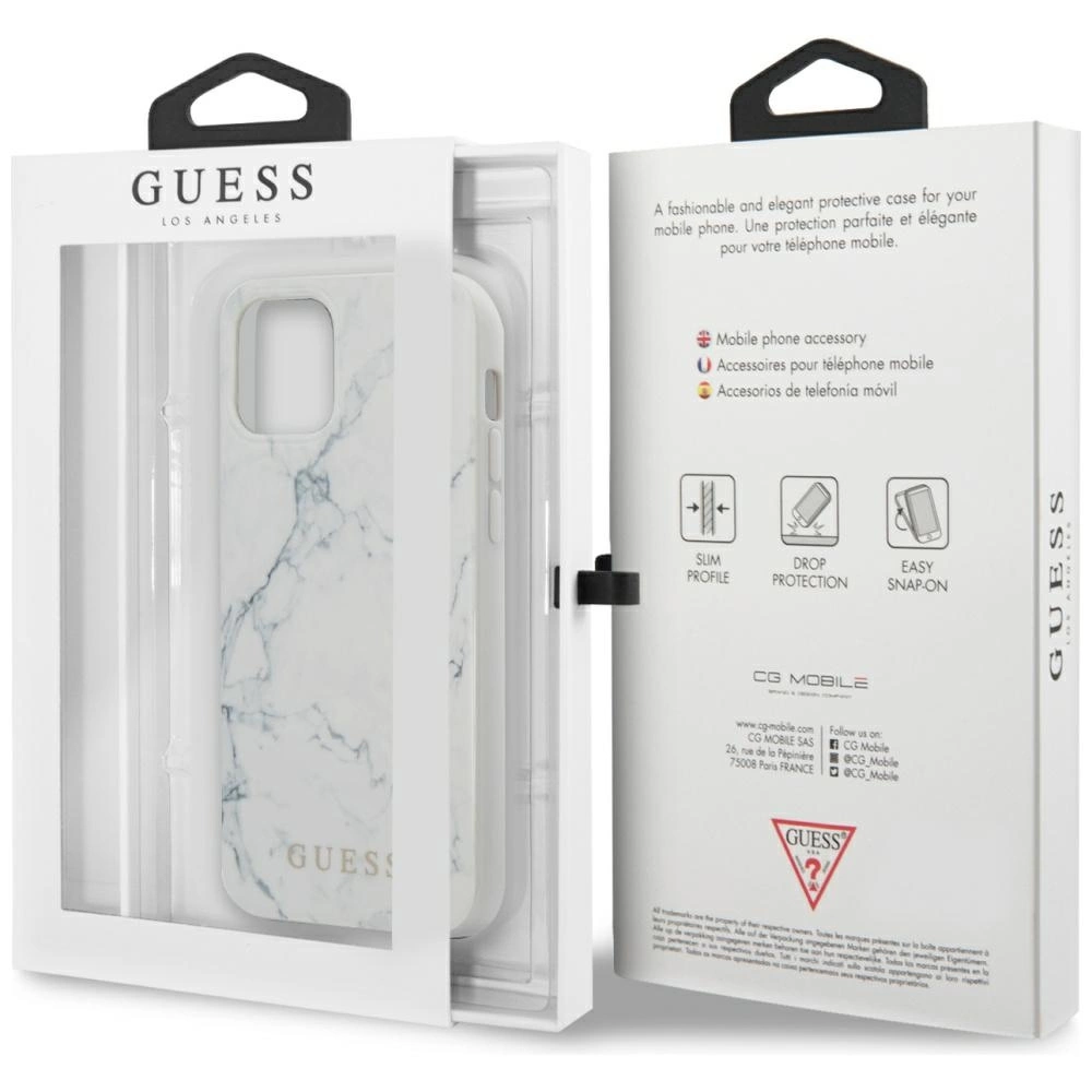 Guess marmuro rašto dėklas iPhone 12 mini 5.4” - baltas - Image 11