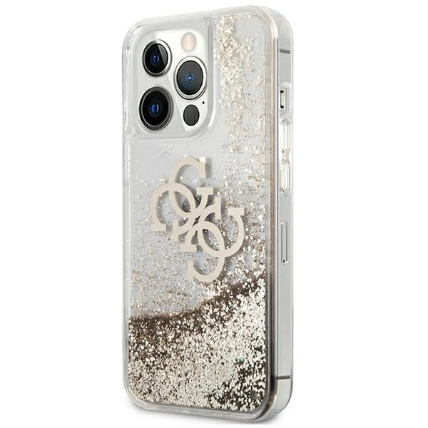Guess 4G didelis skystas Glitter dėklas iPhone 13 Pro Max 6.7” - auksinis - Image 2