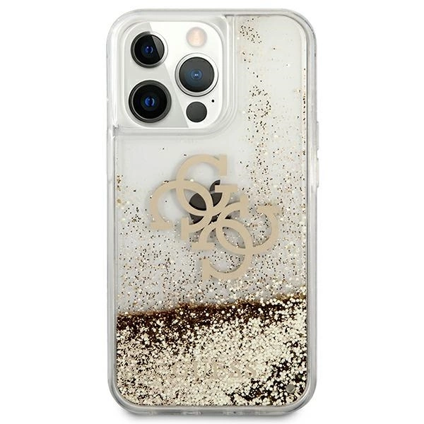 Guess 4G didelis skystas Glitter dėklas iPhone 13 Pro Max 6.7” - auksinis - Image 3