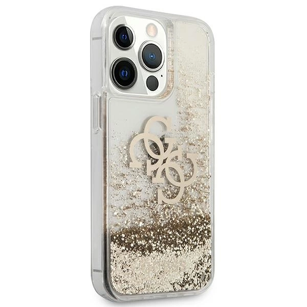 Guess 4G didelis skystas Glitter dėklas iPhone 13 Pro Max 6.7” - auksinis - Image 4