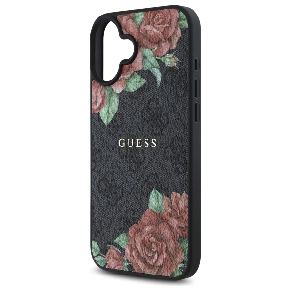 Guess GUHMP16SP4ROPEMCK iPhone 16 6.1” juodas/juodas kietas dėklas 4G gėlių rašto MagSafe - Image 6