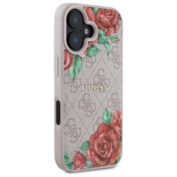 Guess GUHMP16SP4ROPEMCP iPhone 16 6.1” rožinis/rožinis kietas dėklas 4G gėlių rašto MagSafe - Image 4
