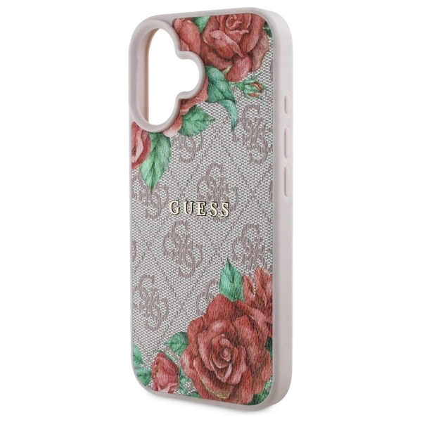 Guess GUHMP16SP4ROPEMCP iPhone 16 6.1” rožinis/rožinis kietas dėklas 4G gėlių rašto MagSafe - Image 6