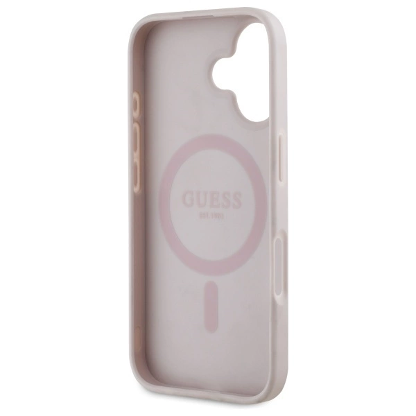 Guess GUHMP16SP4ROPEMCP iPhone 16 6.1” rožinis/rožinis kietas dėklas 4G gėlių rašto MagSafe - Image 7