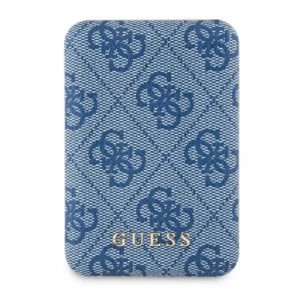 Guess Powerbank inductive 15W GUPB5FP4EMGB 5000mAh blue/blue 4G Leather Metal Logo MagSafe