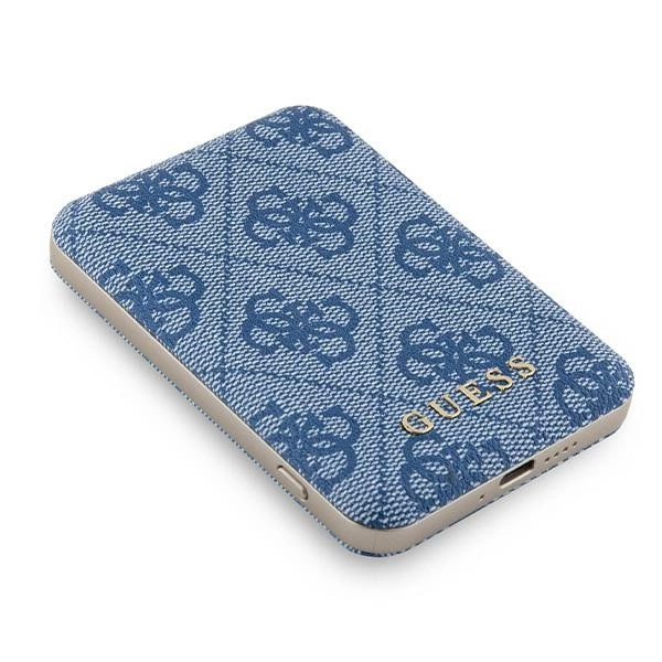 Guess belaidis išorinis akumuliatorius 15W GUPB5FP4EMGB 5000mAh mėlynas/mėlynas 4G odos metalinio logotipo MagSafe - Image 3