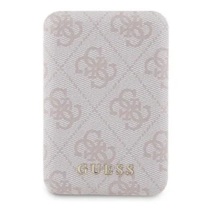 Guess Powerbank inductive 15W GUPB5FP4EMGP 5000mAh pink/pink 4G Leather Metal Logo MagSafe