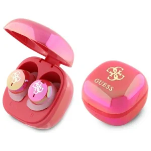 Guess Bluetooth headphones GUTWSJ144ESF TWS + docking station fuchsia/fuschia Iridescent 4G Printed Logo