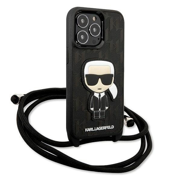 Karl Lagerfeld odinis Monogram Patch ir Cord Ikonik dėklas iPhone 13 Pro / 13 – juodas - Image 3
