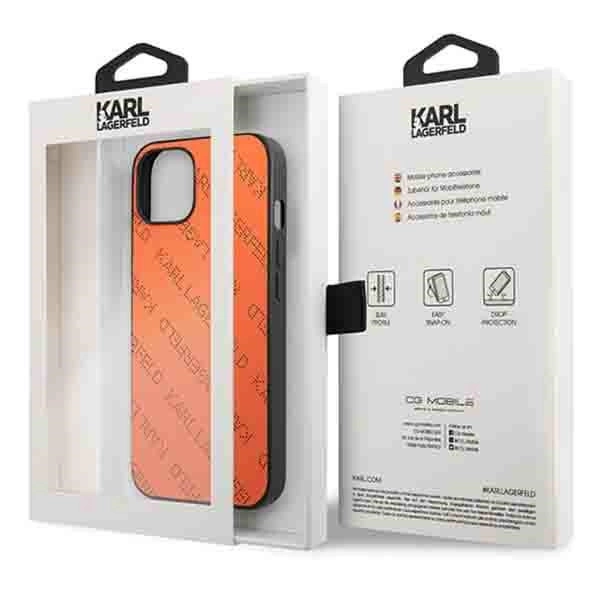 Karl Lagerfeld perforuotas viso paviršiaus dėklas iPhone 13 / 14 / 15 6.1” – oranžinis - Image 8
