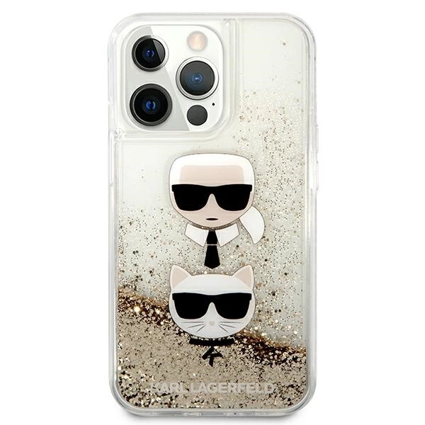 Karl Lagerfeld skystų blizgučių Karl & Choupette galvos dėklas iPhone 13 Pro Max 6.7” – auksinis - Image 3