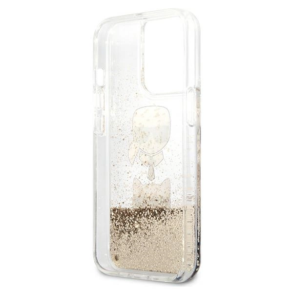 Karl Lagerfeld skystų blizgučių Karl & Choupette galvos dėklas iPhone 13 Pro Max 6.7” – auksinis - Image 7