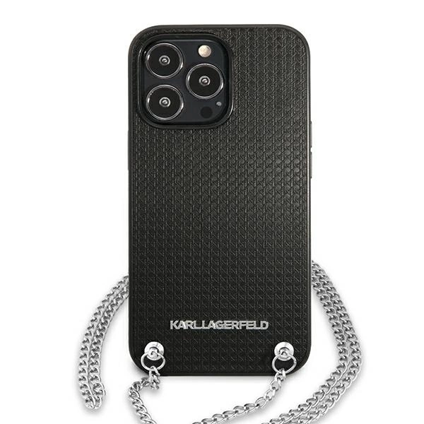 Karl Lagerfeld odinis tekstūrinis dėklas su grandinėle iPhone 13 Pro Max 6.7” – juodas - Image 3