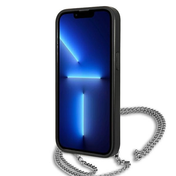 Karl Lagerfeld odinis tekstūrinis dėklas su grandinėle iPhone 13 Pro Max 6.7” – juodas - Image 5