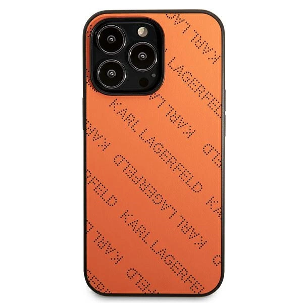 Karl Lagerfeld perforuotas viso paviršiaus dėklas iPhone 13 Pro Max 6.7” – oranžinis - Image 3