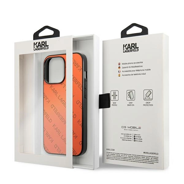 Karl Lagerfeld perforuotas viso paviršiaus dėklas iPhone 13 Pro Max 6.7” – oranžinis - Image 8