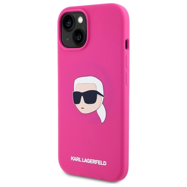 Karl Lagerfeld KLHMP15SSKHPPLF iPhone 15 6.1” kietas silikoninis dėklas fuksijos spalvos, Karl galvos atspaudas MagSafe - Image 2