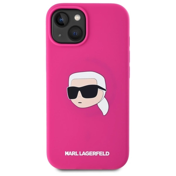 Karl Lagerfeld KLHMP15SSKHPPLF iPhone 15 6.1” kietas silikoninis dėklas fuksijos spalvos, Karl galvos atspaudas MagSafe - Image 3