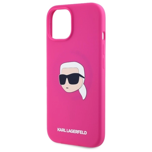 Karl Lagerfeld KLHMP15SSKHPPLF iPhone 15 6.1” kietas silikoninis dėklas fuksijos spalvos, Karl galvos atspaudas MagSafe - Image 6