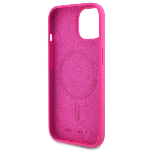 Karl Lagerfeld KLHMP15SSKHPPLF iPhone 15 6.1” kietas silikoninis dėklas fuksijos spalvos, Karl galvos atspaudas MagSafe - Image 7