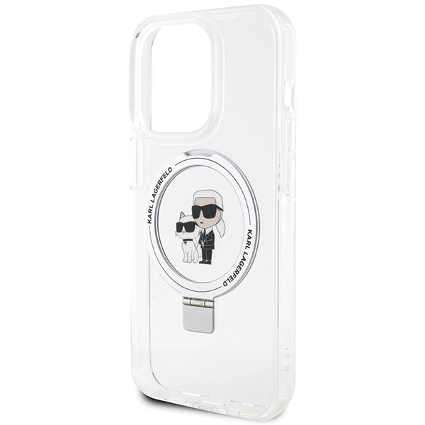 Karl Lagerfeld KLHMP15XHMRSKCH iPhone 15 Pro Max 6.7” kietas dėklas baltos spalvos, stovas žiedas Karl & Choupette MagSafe - Image 6