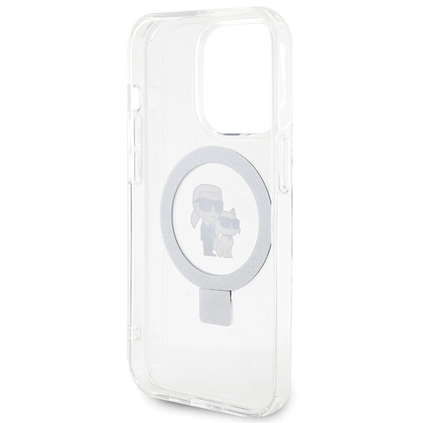 Karl Lagerfeld KLHMP15XHMRSKCH iPhone 15 Pro Max 6.7” kietas dėklas baltos spalvos, stovas žiedas Karl & Choupette MagSafe - Image 7