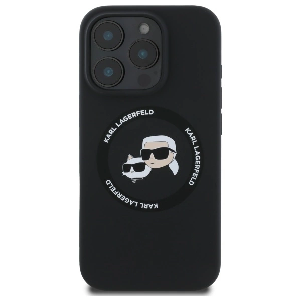 Karl Lagerfeld KLHMP16XSKCHTCK iPhone 16 Pro Max 6.9” kietas silikoninis dėklas juodos spalvos, Karl & Choupette galvos MagSafe - Image 3